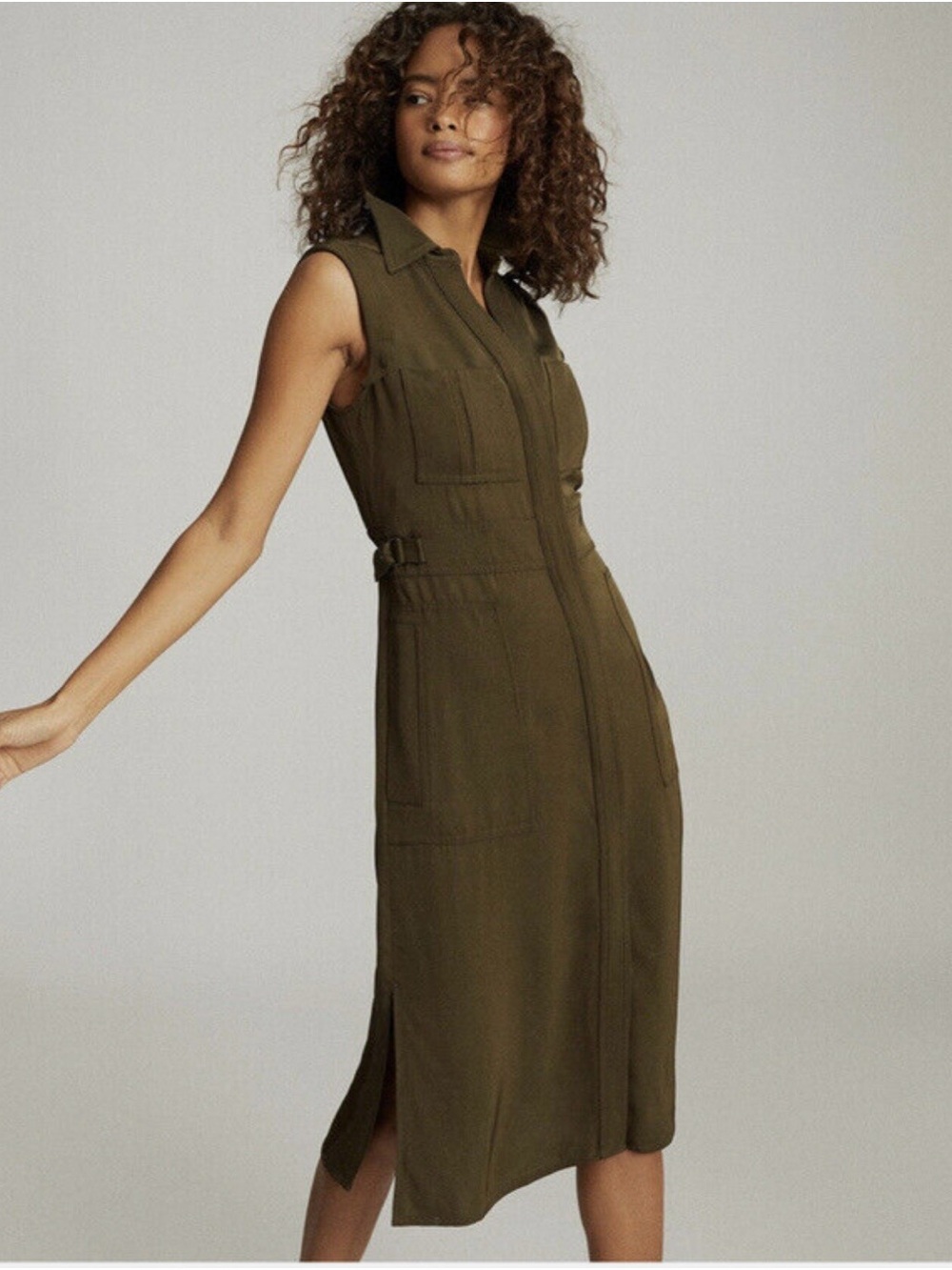 NWT Reiss Effie Sleeveless Utility Midi Dress